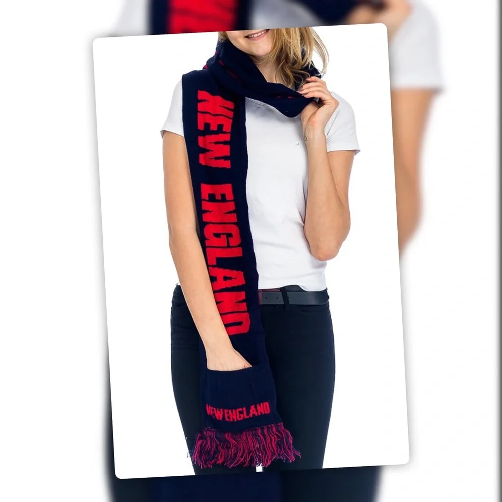 Great Gift! Unisex New England Football Team Warm Hand Pockets Scarf